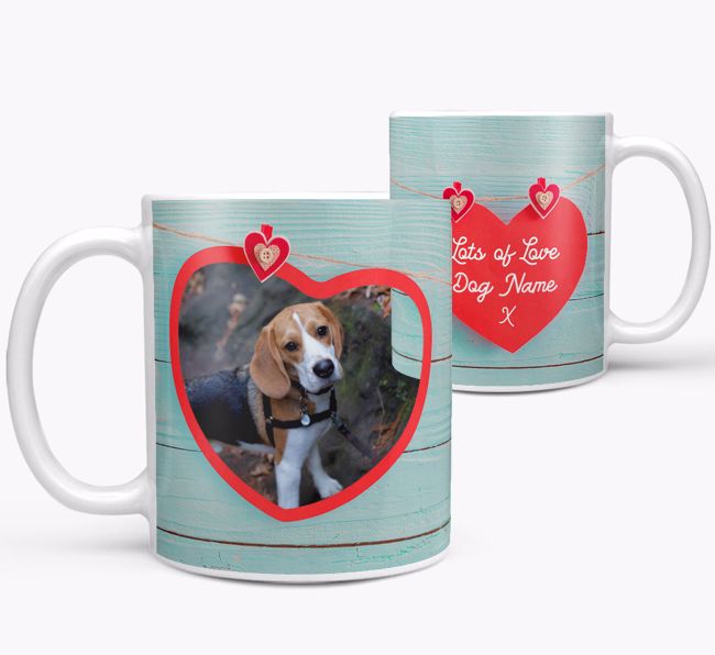 Personalised Photo Upload Mug 'Hearts' with {dogsName}'s Photo